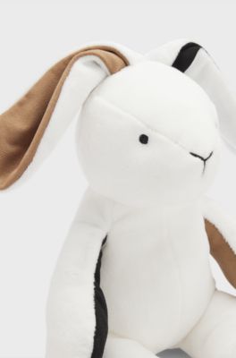 Branded faux-fur cuddly bunny for babies, White