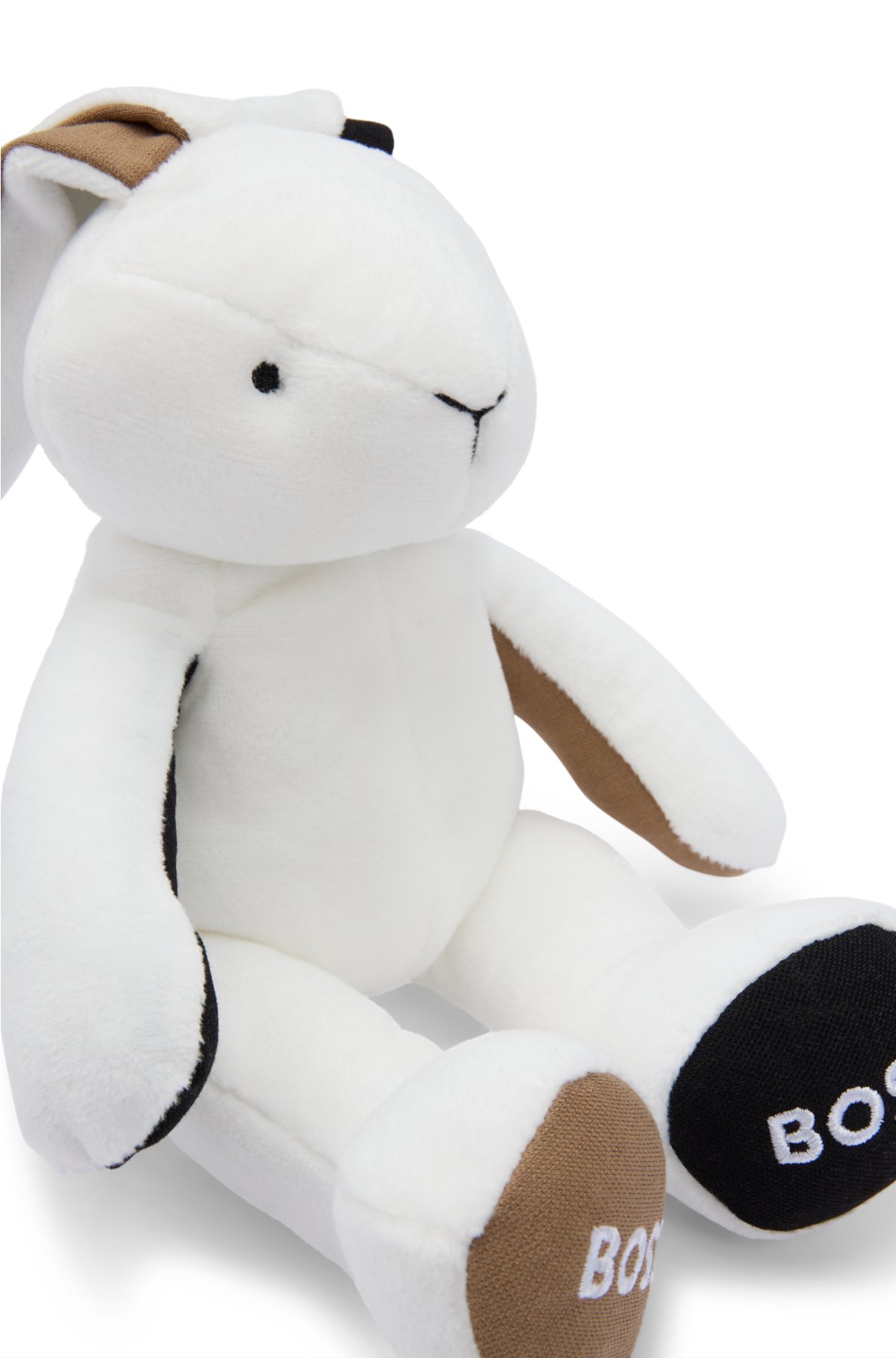 Branded faux-fur cuddly bunny for babies, White