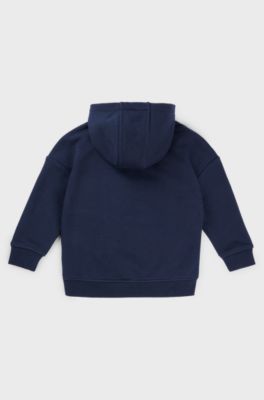 Kids' loose-fit hoodie with contrast logo, Dark Blue