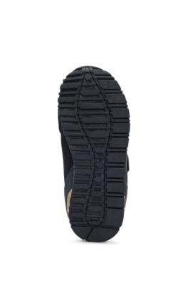 Kindersneakers van diverse materialen met logodetails, Zwart