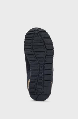 Kids' mixed-material trainers with logo details, Black