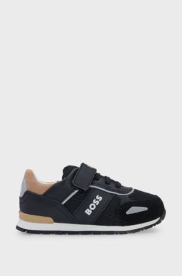 Kids' mixed-material trainers with logo details, Black