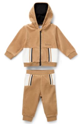 Gift-boxed cotton-blend tracksuit for babies, Brown