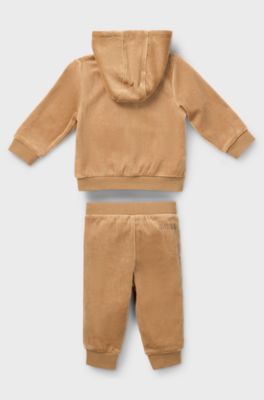 Gift-boxed cotton-blend tracksuit for babies, Brown