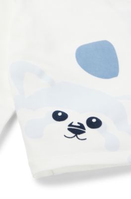 Maglia per neonati in cotone elasticizzato con grafica con panda rosso, Bianco