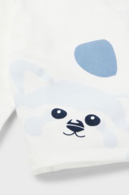 Baby T-shirt in stretch cotton with red-panda artwork, White