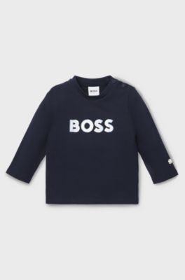 Baby long-sleeved T-shirt in cotton with logo print, Dark Blue