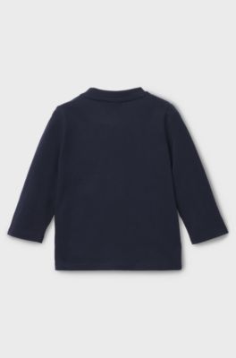 Baby long-sleeved T-shirt in cotton with logo print, Dark Blue