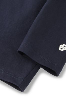 ベビー ロングスリーブTシャツ コットン ロゴプリント, ダークブルー