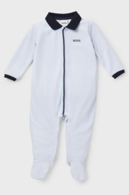 Gift-boxed velvet sleepsuit for babies, Light Blue