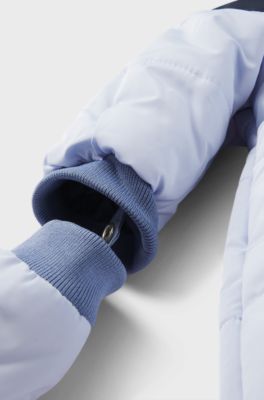 Baby snowsuit with faux-fur lining and logo details, Light Blue