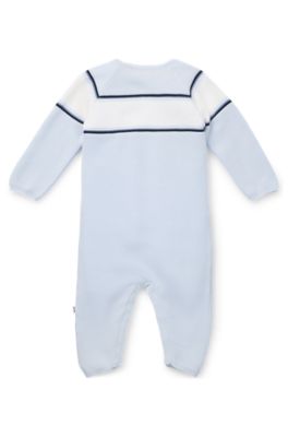 Baby all-in-one with stripes and logo, Light Blue