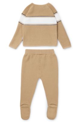 Gift-boxed branded tracksuit for babies, Brown