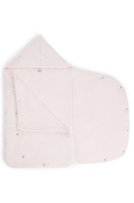 Baby nest in printed cotton with embroidered logo, light pink