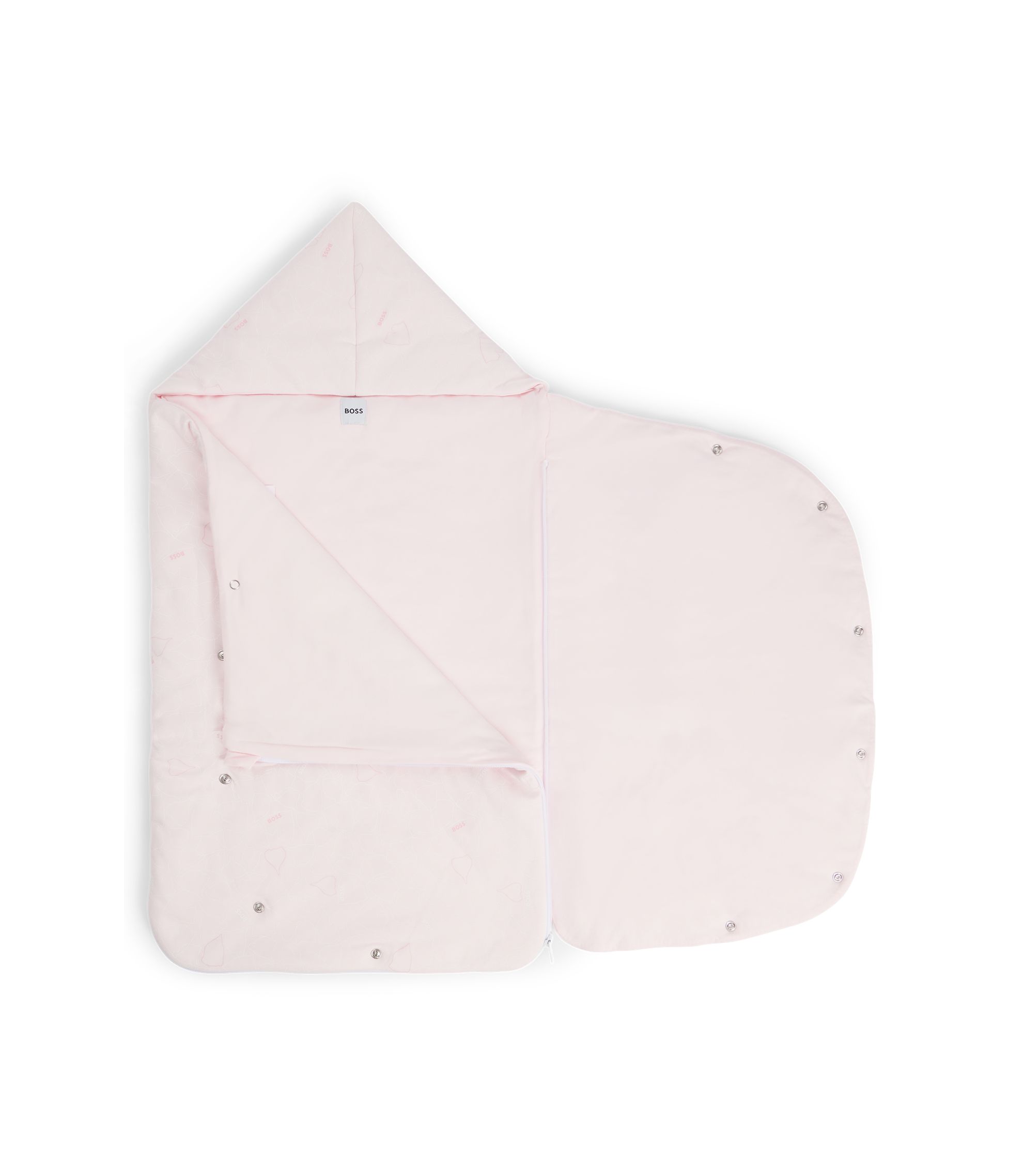 BOSS Baby nest in printed cotton with embroidered logo light pink