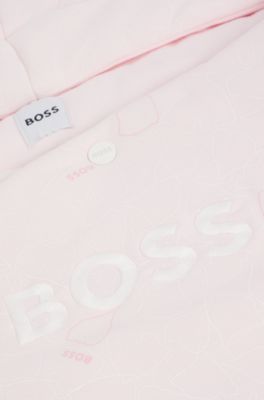 Baby nest in printed cotton with embroidered logo, light pink