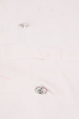 Baby nest in printed cotton with embroidered logo, light pink