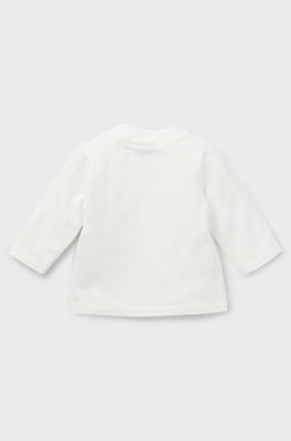 Camiseta para beb&eacute; en algod&oacute;n el&aacute;stico con logo de dise&ntilde;o, Blanco