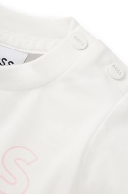 Baby T-shirt in stretch cotton with logo artwork, White