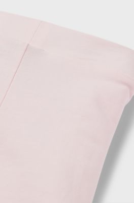 Baby leggings in stretch cotton with logo-print hem, light pink