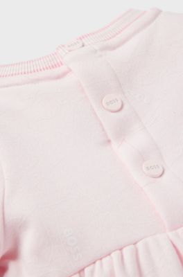 Gift-boxed printed-cotton dress for babies, light pink
