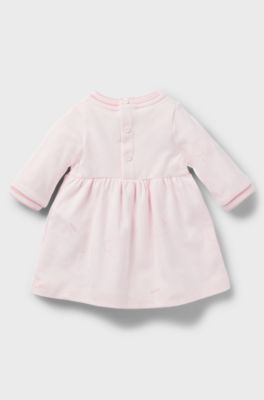 Gift-boxed printed-cotton dress for babies, light pink