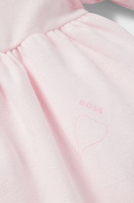 Gift-boxed printed-cotton dress for babies, light pink
