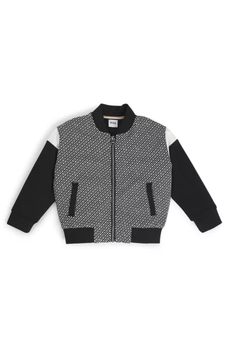 Cardigan zippé avec monogramme sur le devant pour enfant