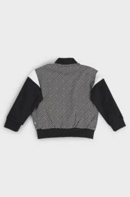 Kids' zip-up cardigan with monogram front, Patterned