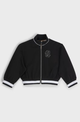 Cardigan per bambini con zip e monogramma Double B, Nero