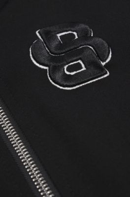 Cardigan til b&oslash;rn med lynl&aring;s og dobbelt B-monogram, Sort