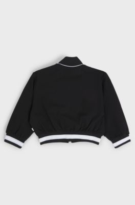 Cardigan per bambini con zip e monogramma Double B, Nero