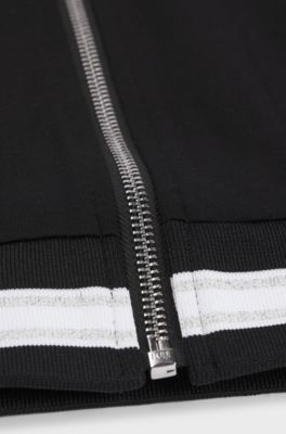 Cardigan per bambini con zip e monogramma Double B, Nero