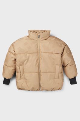 Barnjacka med vaddering och monogramm&ouml;nster, Brun