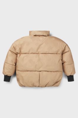 Barnjacka med vaddering och monogramm&ouml;nster, Brun