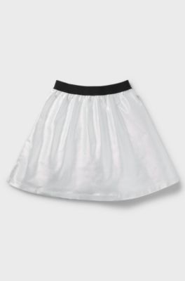 Kids' metallic-effect skirt with elasticated waistband, Silver