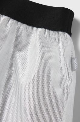 Kids' metallic-effect skirt with elasticated waistband, Silver