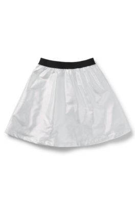 Kids' metallic-effect skirt with elasticated waistband, Silver