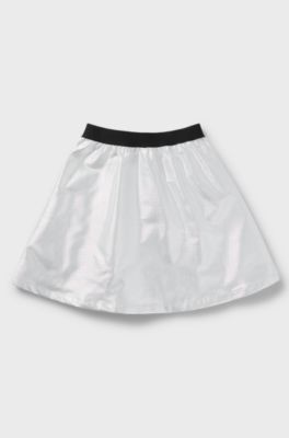 Gonna da bambina con effetto metallizzato e vita elasticizzata, Argento
