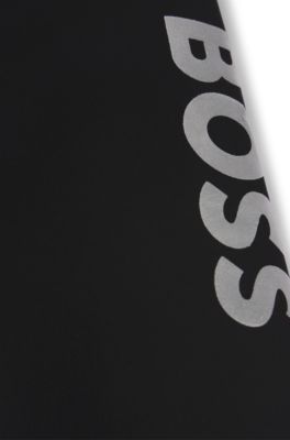 Kids' leggings with silver-tone vertical logo, Black