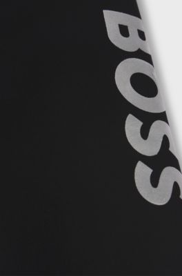 Kids' leggings with silver-tone vertical logo, Black