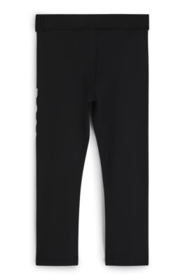 Kids' leggings with silver-tone vertical logo, Black
