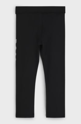 Leggings per bambini con logo verticale color argento, Nero