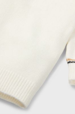 Kids' rollneck sweater dress with rhinestone Double B monogram, Natural