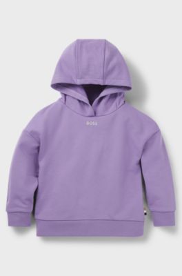 Felpa oversize per bambini con cappuccio e logo ricamato, Lilla