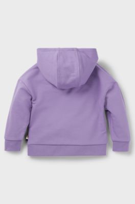 Felpa oversize per bambini con cappuccio e logo ricamato, Lilla