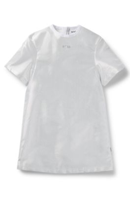 Robe t-shirt &agrave; effet m&eacute;tallique avec logo imprim&eacute; pour enfant, Argent