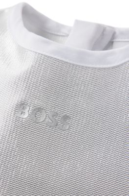 T-shirtjurk voor kinderen met metallic effect en logoprint, Zilver