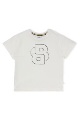 Kids' T-shirt in stretch cotton with Double B monogram, White