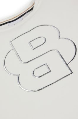 Kids' T-shirt in stretch cotton with Double B monogram, White